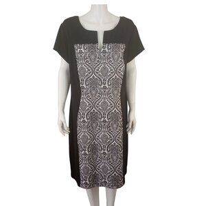 AA Studio AA Fitted Short Sleeve Sheath Dress Black White